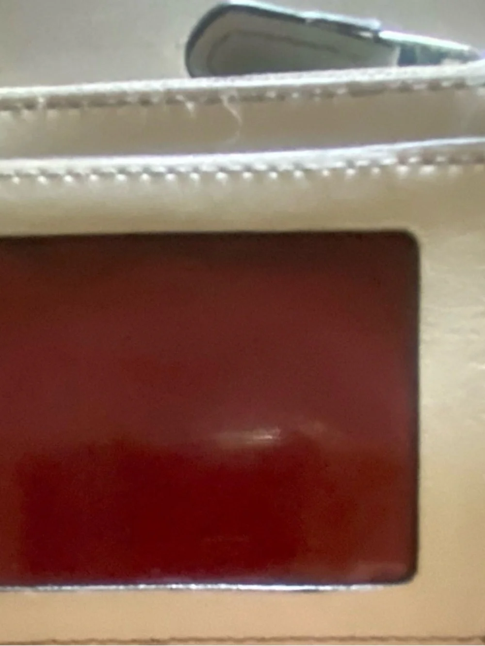 Coach Cream Leather ID Wallet with Red Insert